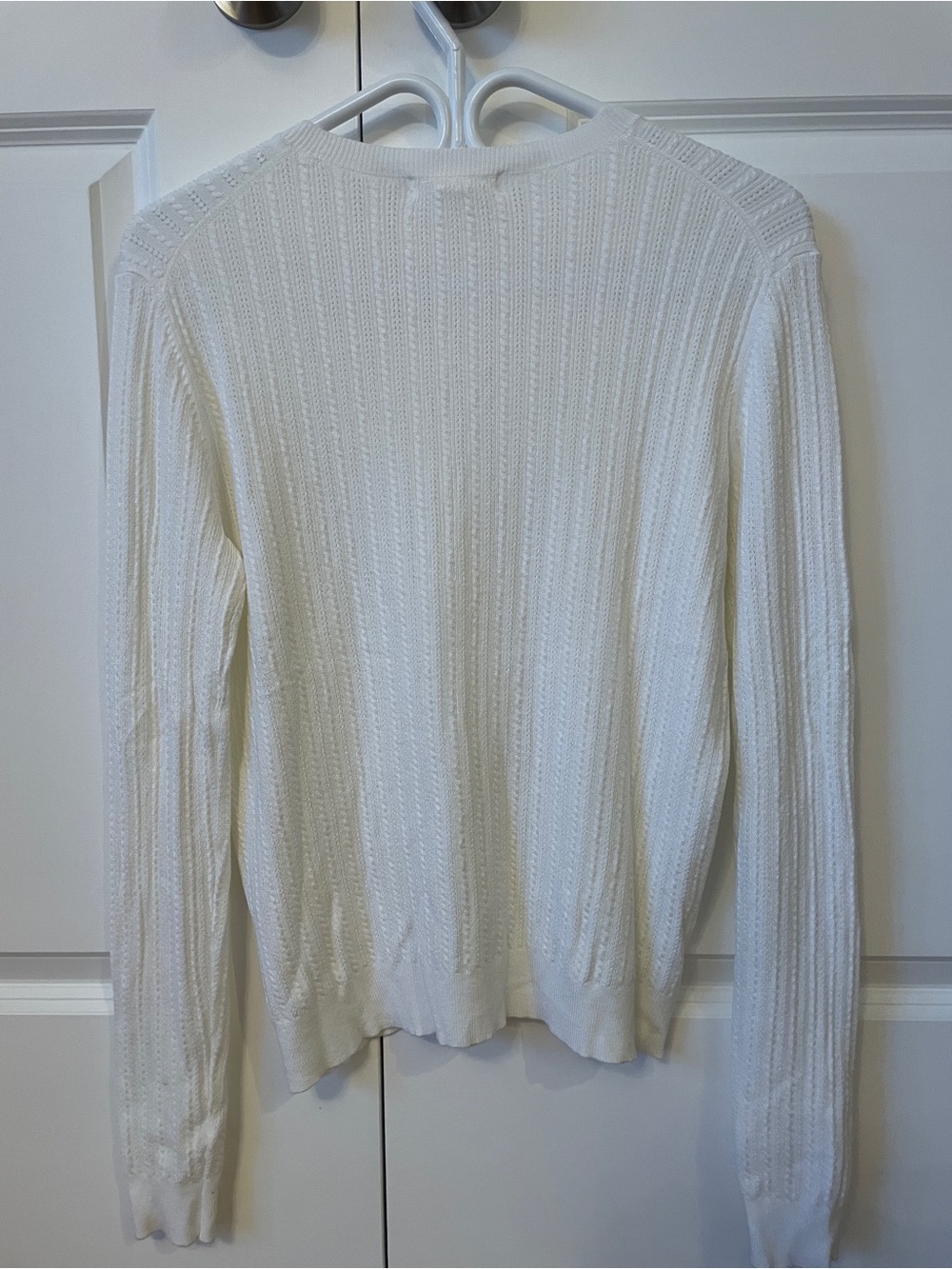 Joe Fresh White Ribbed Crewneck Sweater